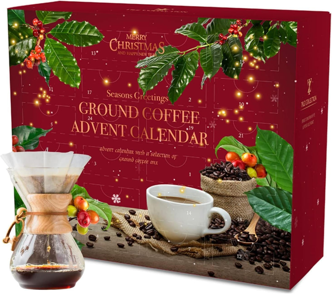 Kaffee-Adventskalender 2025-24 Premium Gourmet-Kaffee Gemahlene Bohnen Verschiedenen Geschmacksricht