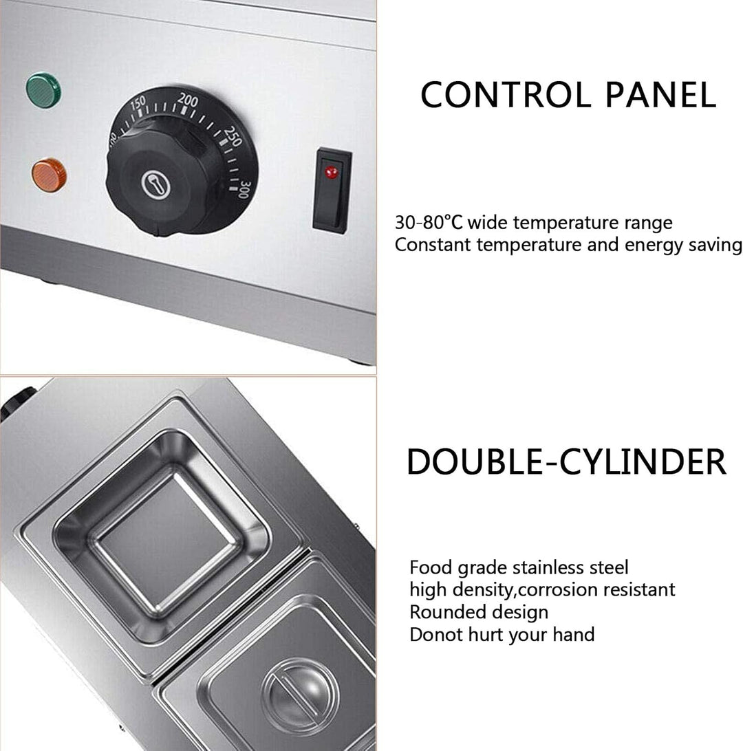 Elektrischer Wasserbad, für Schokolade, Wasserbad, Edelstahl, Kapazität 6 l, 2 Tanks, für den gewerb