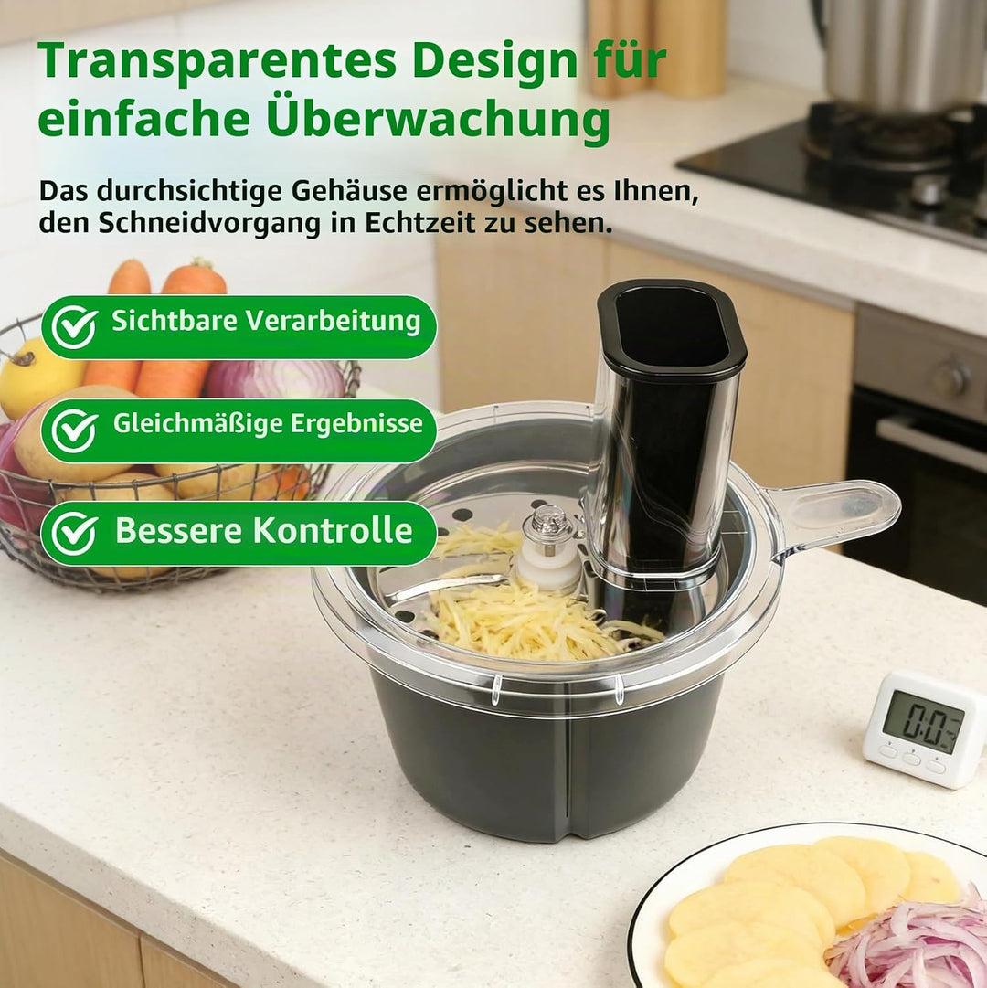 Multifunktionaler Gemüseschneider Kompatibel mit TM5 &amp; TM6 | Spiralschneider aus Edelstahl und ABS,