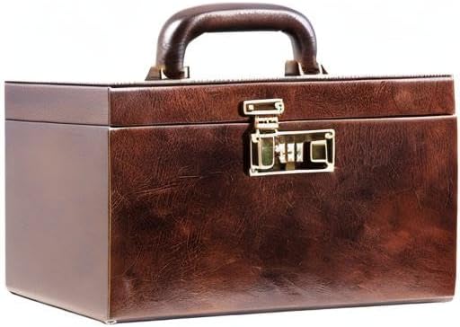 Time Resistance Braun Leder-Schmuckkästchen Vollnarbenleder Schmuck Organizer Aufbewahrung von Acces