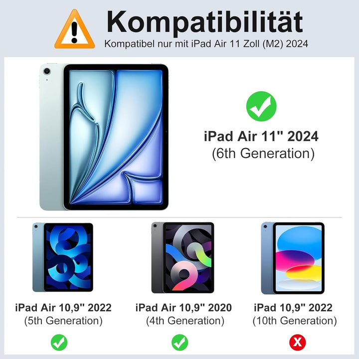 SENGBIRCH Hülle mit Tastatur für iPad Air 6. 11 Zoll (M2) 2024 - Magnetisch abnehmbar mit Deutsches