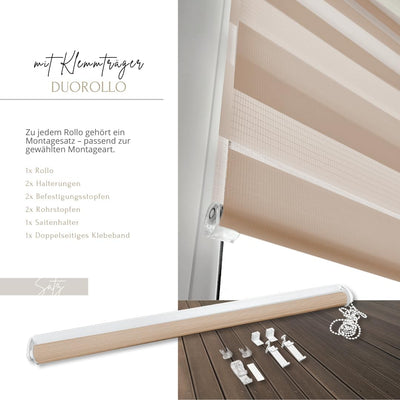Home-Vision® DuoRollo Klemmfix, Doppelrollo ohne Bohren mit Klämmträgern, Rollos für Fenster und Tür