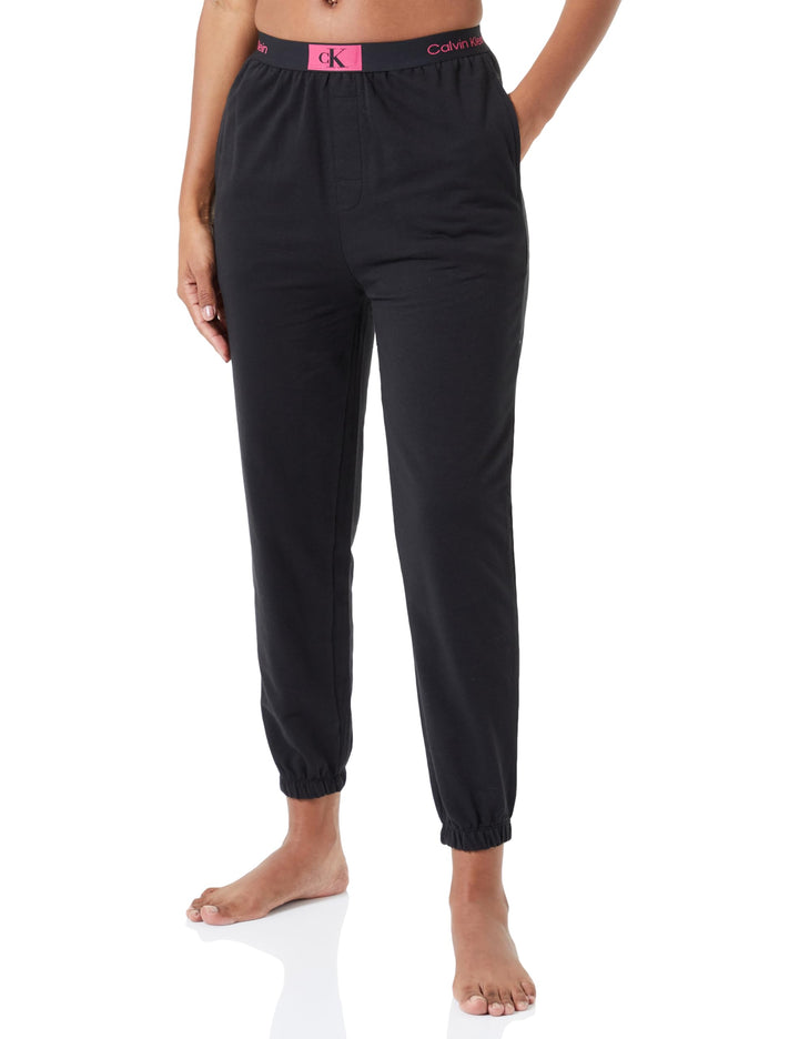 Calvin Klein Damen Strickhose M Black W/ Fuchsia Rose Logo, M Black W/ Fuchsia Rose Logo
