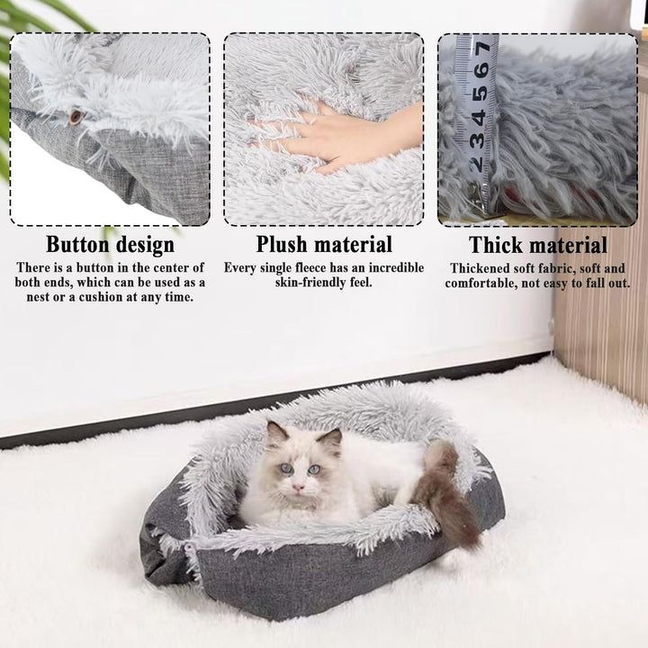 Katzendecke Selbstwärmend, Selbstheizende Katzendecke, 2 in 1 Katzenbett Haustierbett Katzensofa, Gr