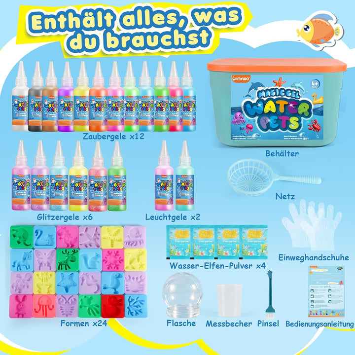 URMYWO Magic Water Gel Toy Kit, DIY 3D Magisches Wassergel-Spielzeug, Aqua Gelz Set mit 20 Farben &