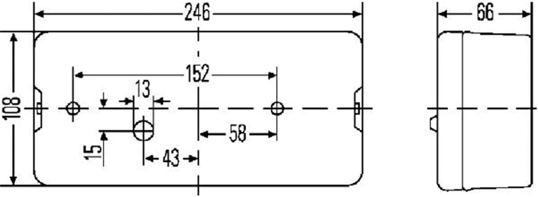 HELLA - Heckleuchte - Glühlampe - 12V - Anbau - Lichtscheibenfarbe: rot - Stecker: Flachstecker - li
