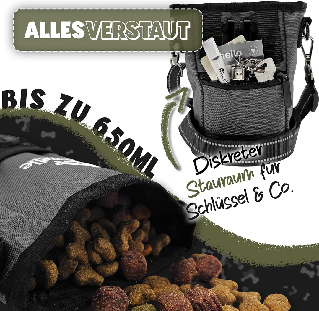 bluzelle SnackKeeper Multifunktion, Leckerlibeutel Magnetverschluss, Futtertasche 650ml Trockenfutte