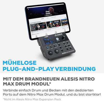 Alesis Drums Nitro Max Expansion Pack – E-Drum Set Erweiterung für Nitro Max Kit mit Mesh Tom Pad, 1