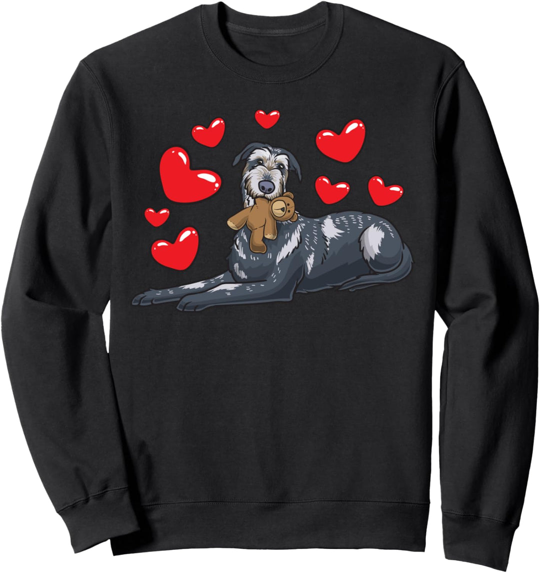 Irischer Wolfshund Hund mit Plüschtier und vielen Herzen Sweatshirt