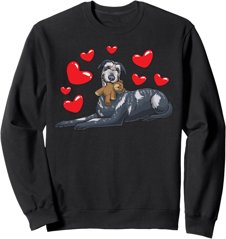 Irischer Wolfshund Hund mit Plüschtier und vielen Herzen Sweatshirt