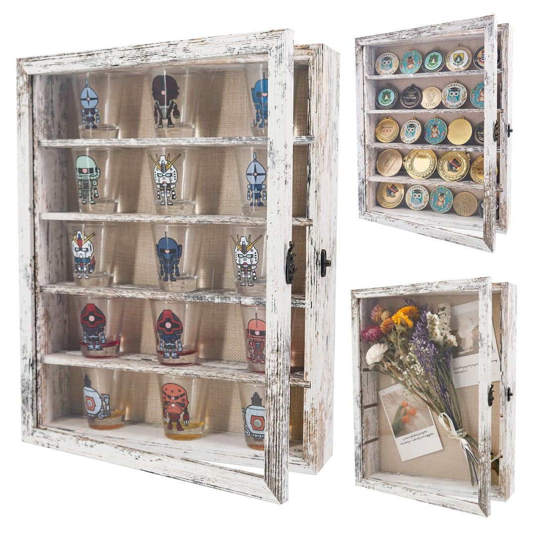 FramePro Grosse Schattenbox Vitrine Rahmen mit Glasfenstertür 3D Bilderrahmen Erinnerungsstücke Meda