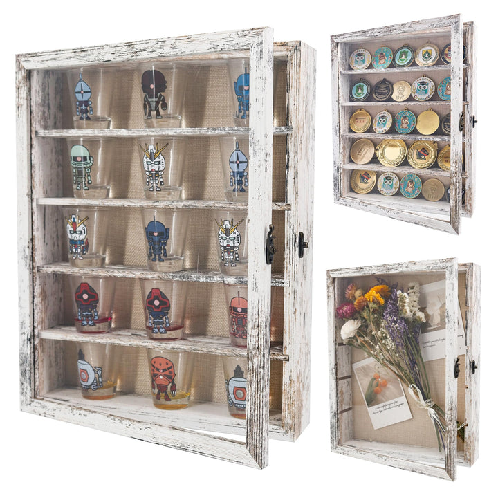 FramePro Grosse Schattenbox Vitrine Rahmen mit Glasfenstertür 3D Bilderrahmen Erinnerungsstücke Meda