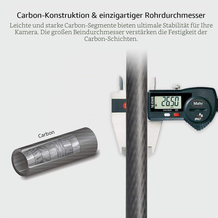 SIRUI ST-124+ST-10X Wasserdichtes Carbon-Kamera-Stativ mit 360°Kugelkopf, Professionelles Carbonfase