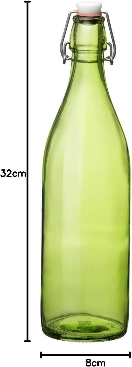 Bormioli Rocco Giara Green Glass Swing Top Bottle by Bormioli Rocco Silber, Silber 1000 ml