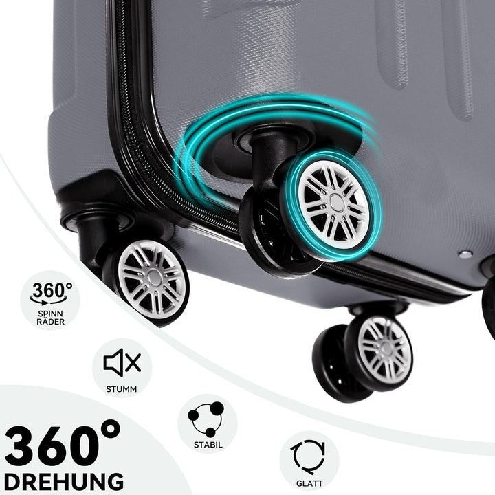 BEIBYE- Hartschalenkoffer Koffer Trolley Rollkoffer Reisekoffer Zahlenschloss 4 Zwilings-Rollen (Dar