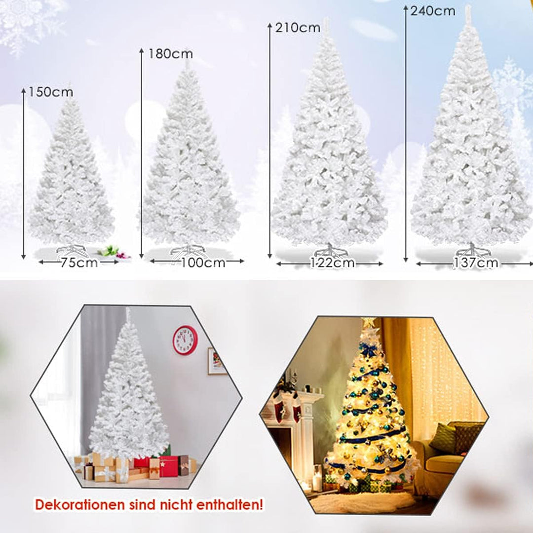 RELAX4LIFE Weisser künstlicher Weihnachtsbaum 150/180/210/240cm, Tannenbaum Christbaum, inkl. Metall