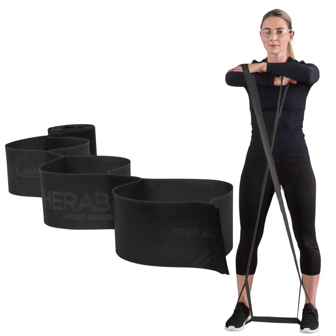 THERABAND CLX Resistance Band with Loops Schwarz - Besonders schwer - Fortgeschrittene Level 1 Schwa