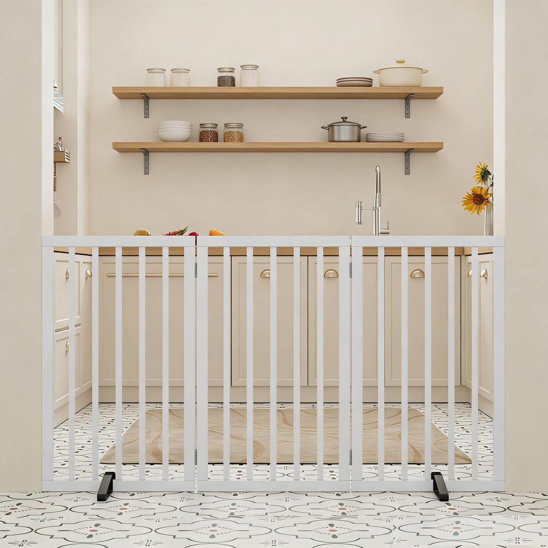 Freistehendes Hundegitter, Faltbares Hundebarriere für Tür,Treppen,Flur,Küche &amp; Schlafzimmer, Freist