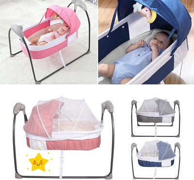 Aohuada Elektrische Babywippe, Babybett Wiege, Automatische Babyschaukel, Babywiege Wippen, Bluetoot