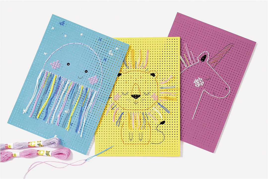 folia 2349 - Stickkarton "Animals", 300g / m², weiss bedruckt, 17,5 x 24,5 cm, 40 Blatt, 8 Motive -