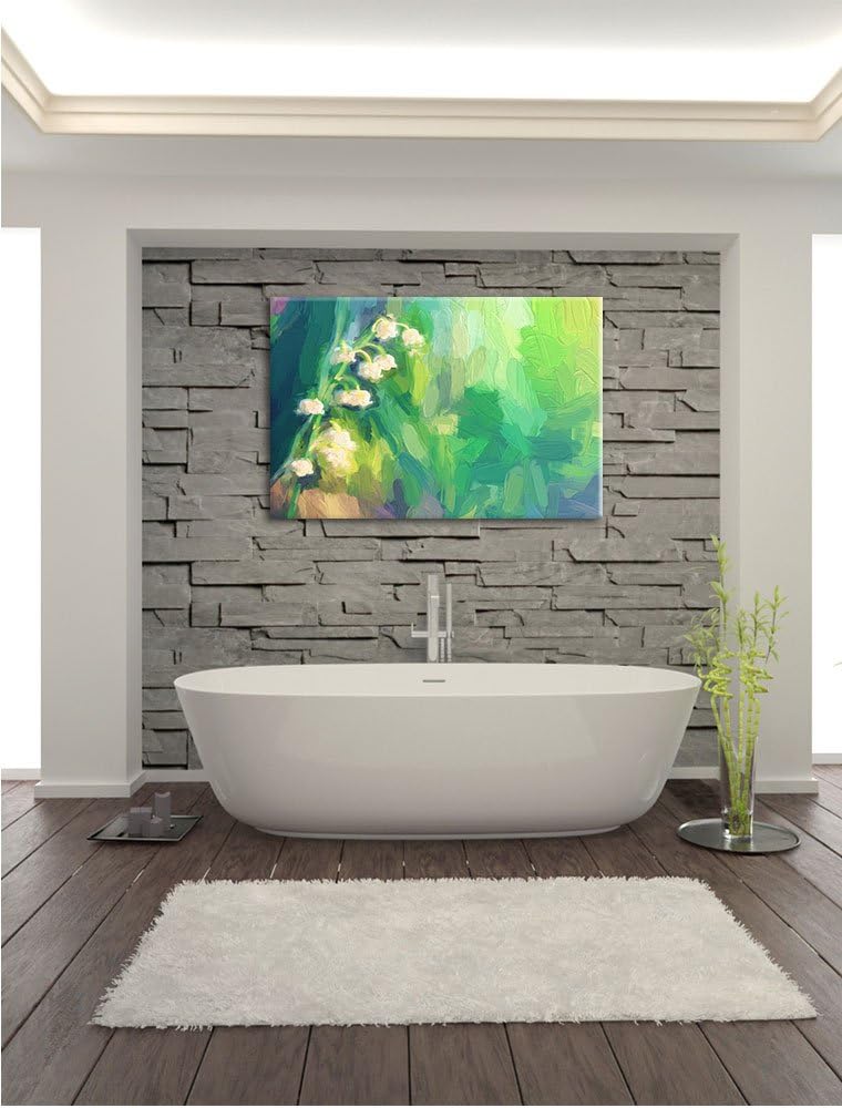 Pixxprint Blühende Maiglöckchen Kunst Pinsel Effekt, Format: 100x70 auf Leinwand, 100x70