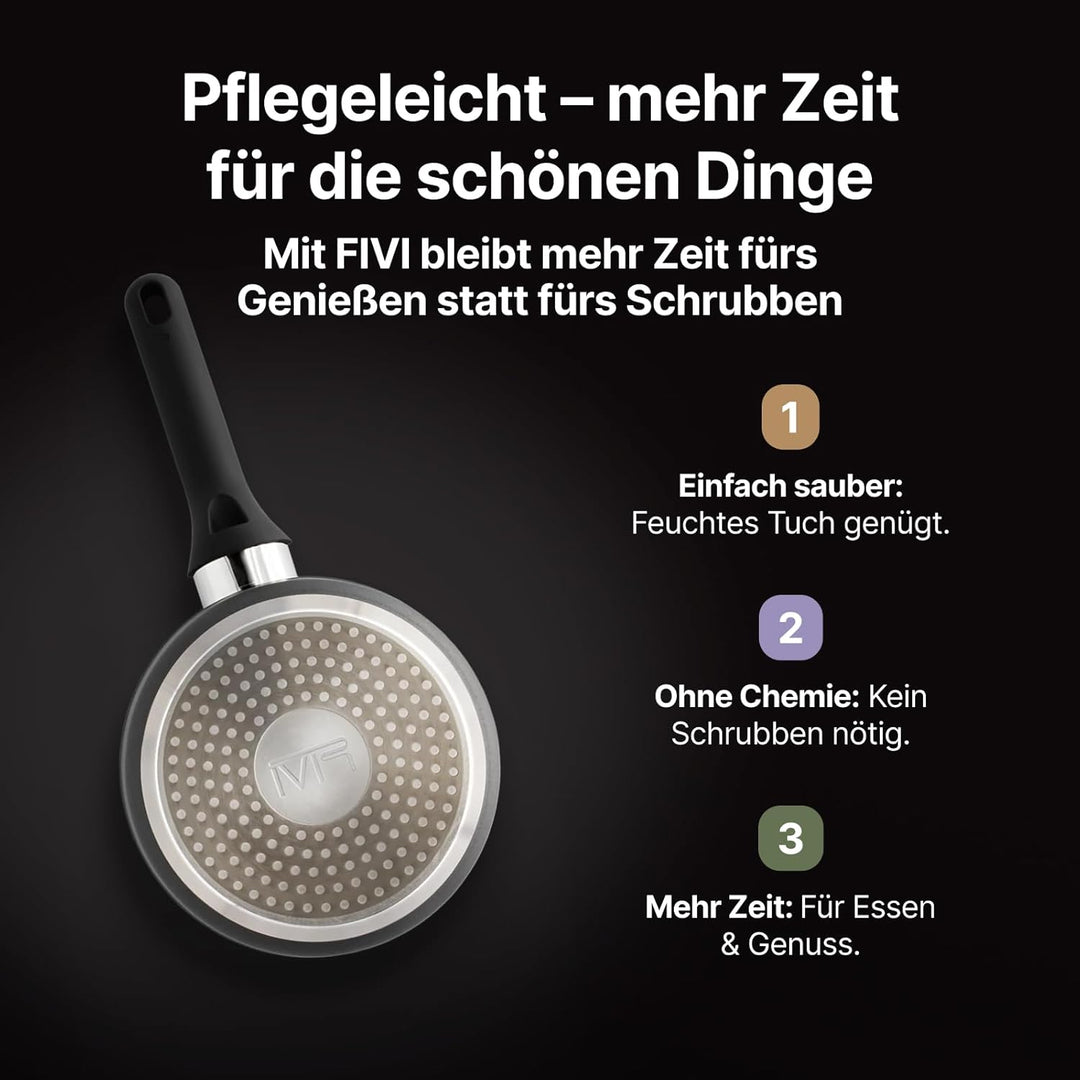 FIVI SOPHIA Kasserolle 18 cm | Induktion geeignet | 100% recyceltes Aluminium | Glasdeckel mit Silik