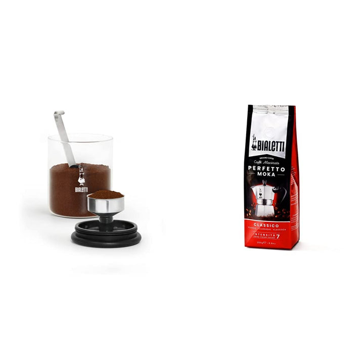 Bialetti 250 g Mokkaglas für Kaffee (mit Verschluss), Glas & - Perfetto Moka Classico: Gemahlener Ka