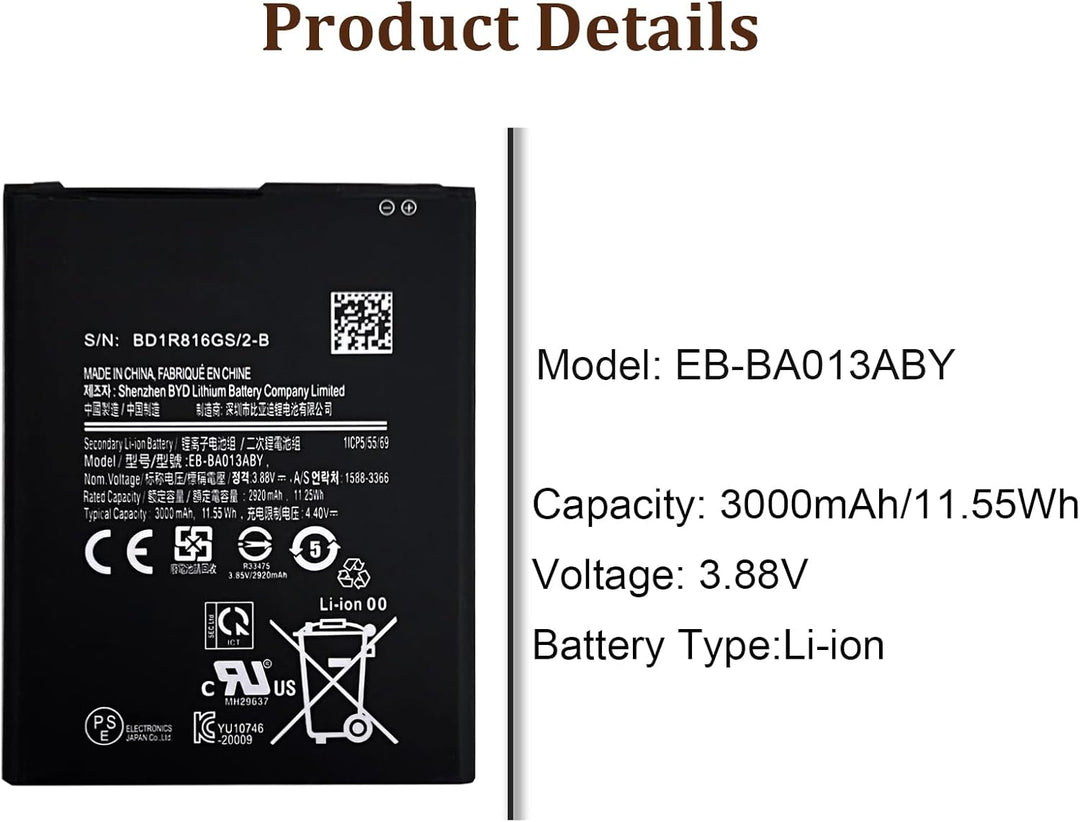 HIGHAKKU Ersatzakku EB-BA013ABY kompatibel mit Samsung Galaxy A01 Core SM-A013, A01 Core