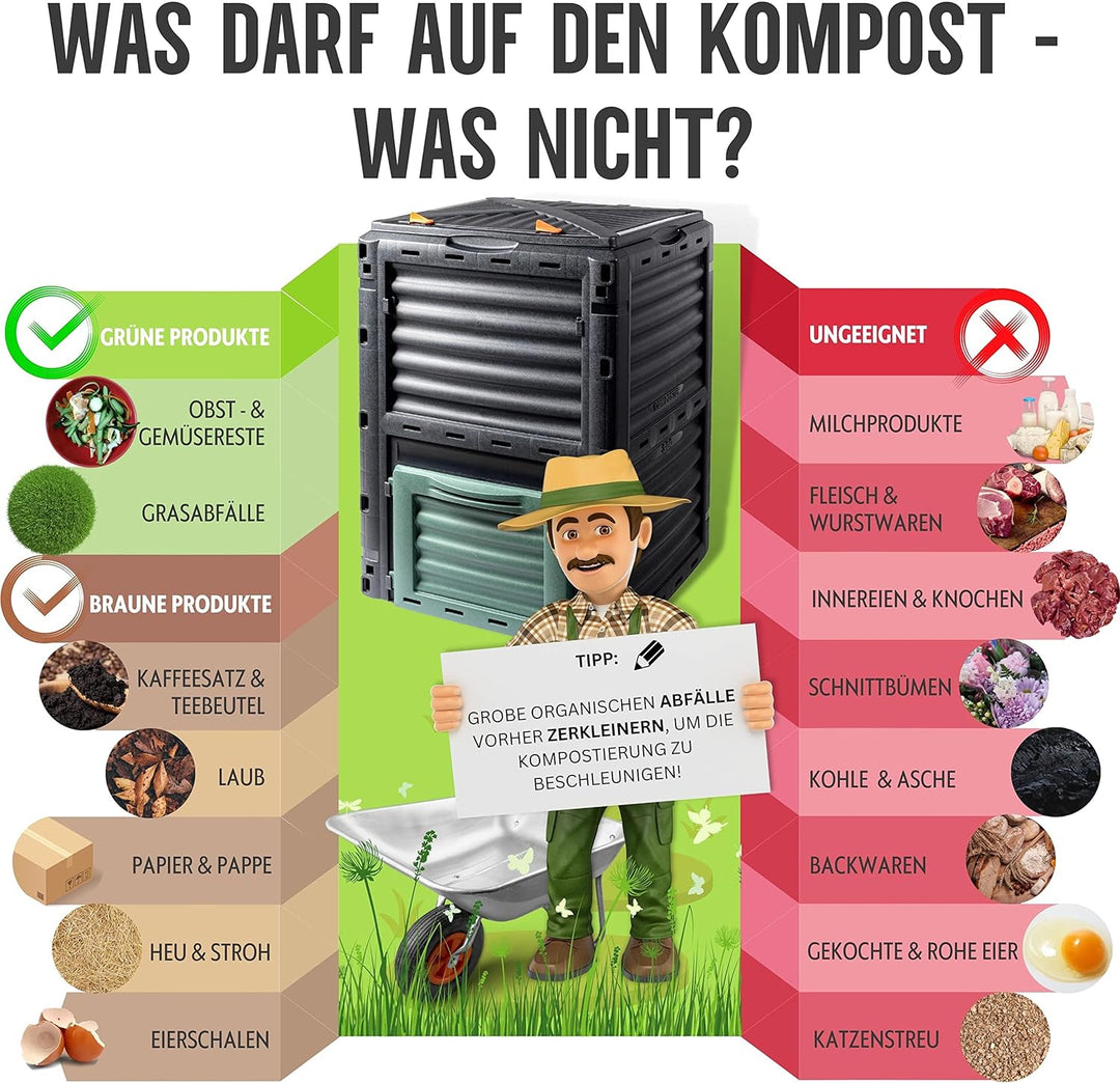 Schauer Gartenkomposter 300 Liter Kunststoff Schnellkomposter Thermokomposter Kompost Abfall Box Kom