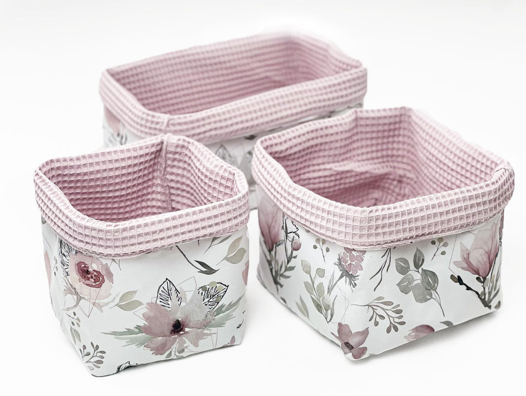 BABEES Aufbewahrungskorb Wickeltisch Baby, Körbchen Set 3 Stück, Organizer Wickelkommode, Utensilo A