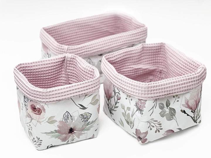 BABEES Aufbewahrungskorb Wickeltisch Baby, Körbchen Set 3 Stück, Organizer Wickelkommode, Utensilo A