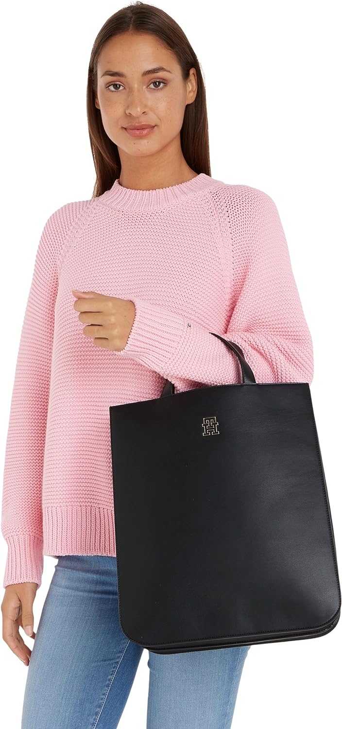 Tommy Hilfiger Damen Tote Bag Tasche Kunstleder Einheitsgrösse Schwarz, Einheitsgrösse Schwarz