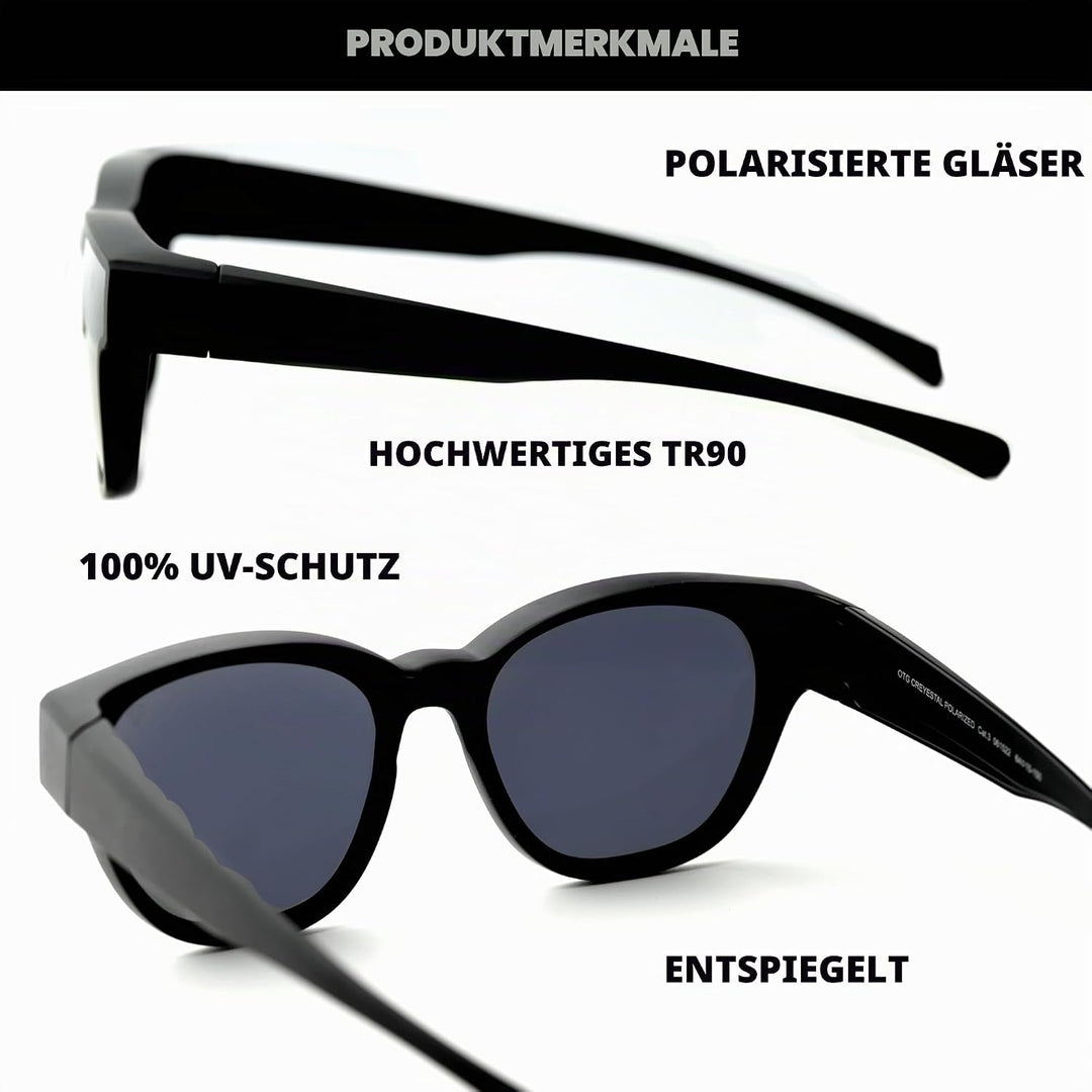 CREYESTAL Polarisiert Überzieh Sonnenbrille mit Antireflex, Überbrille Sonnenbrille für Brillenträge