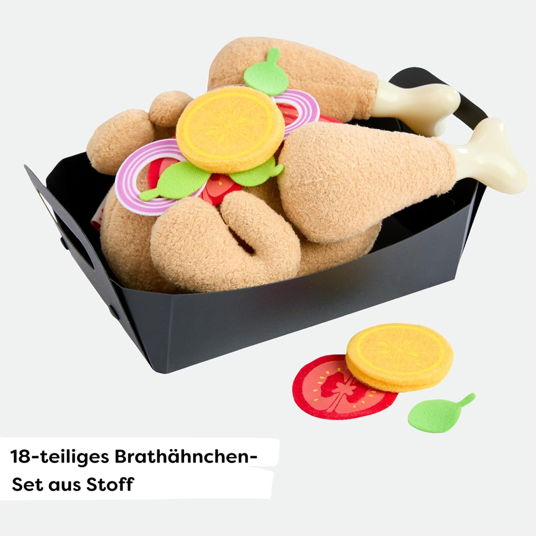 HABA Creative Play Brathähnchen – Spielzeug-Grillhähnchen aus Stoff zum Zerlegen – Zubehör für Kinde