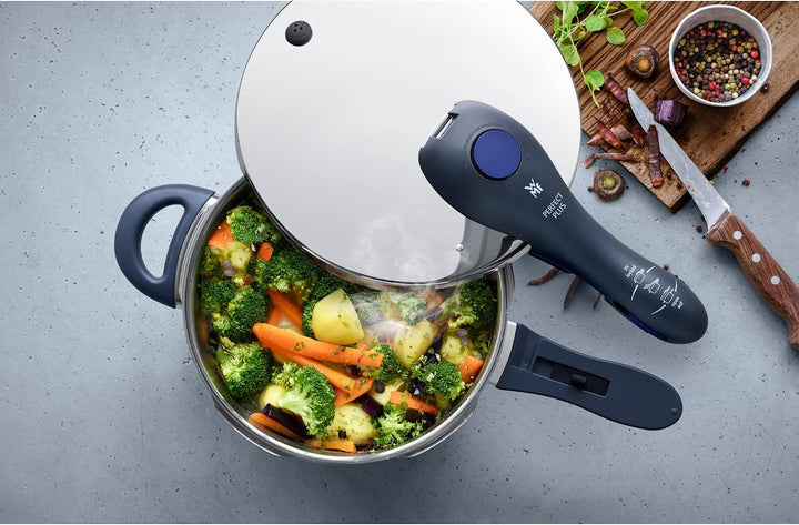 WMF Perfect Plus Schnellkochtopf-Unterteil Induktion 6,5l, Dampfkochtopf ohne Deckel, Cromargan Edel