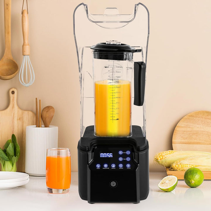 Schalldichter Standmixer Blender, 2200W 2.2L Hochleistung Smoothie mit 9-stufiger Drehzahlregelung u