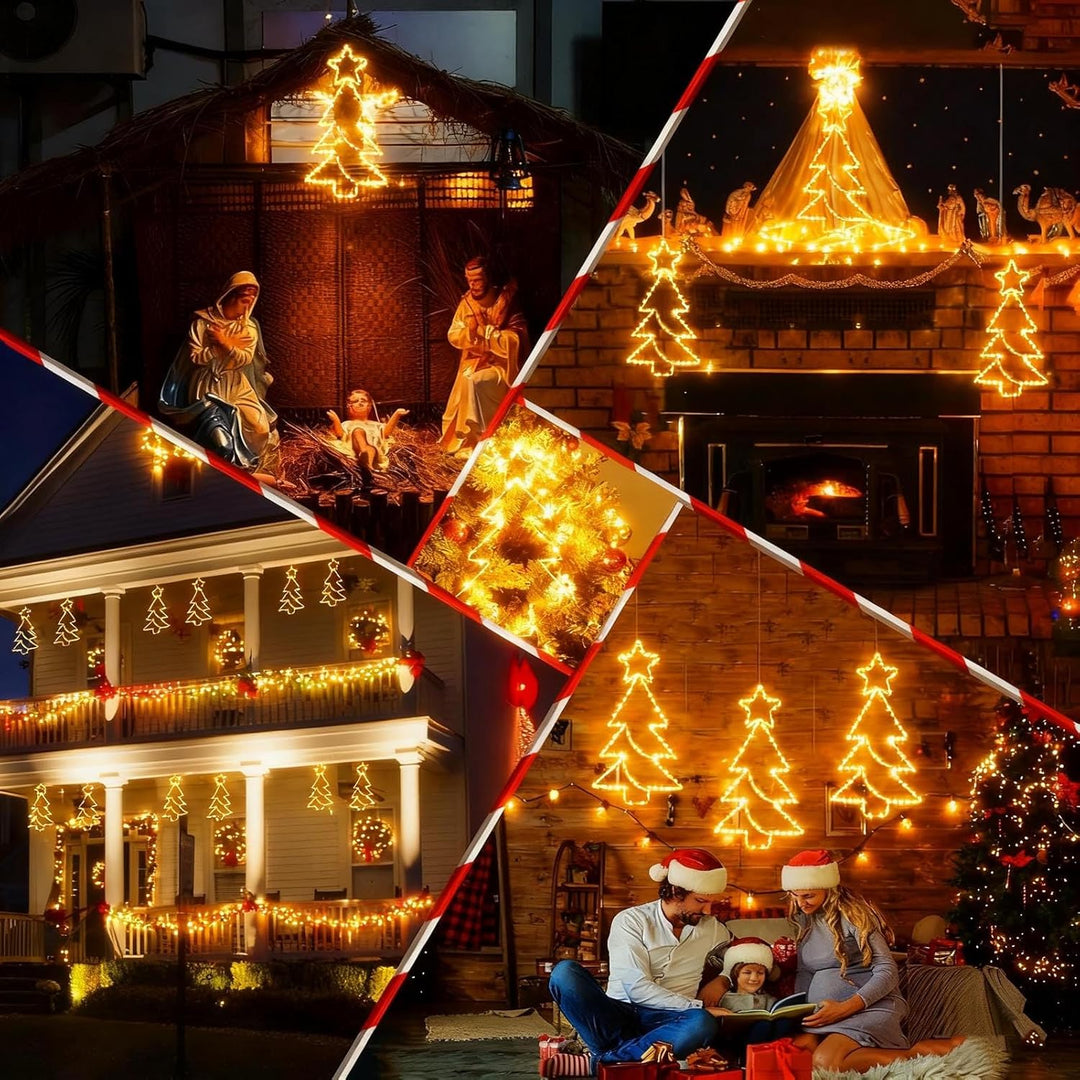 yowin Weihnachtsdeko Fenster 3 Stück 45 LED Weihnachtsbeleuchtung Batterie mit Timer, Fensterdeko We