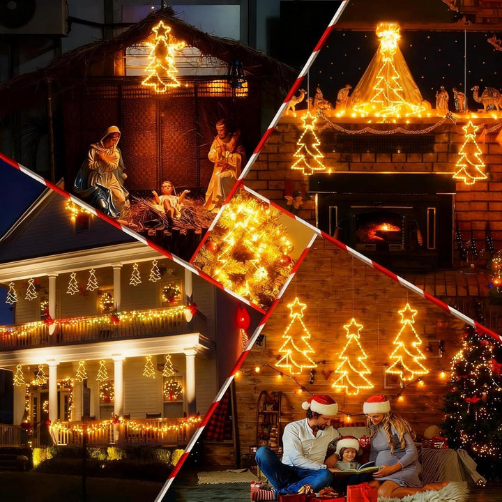 yowin Weihnachtsdeko Fenster 3 Stück 45 LED Weihnachtsbeleuchtung Batterie mit Timer, Fensterdeko We