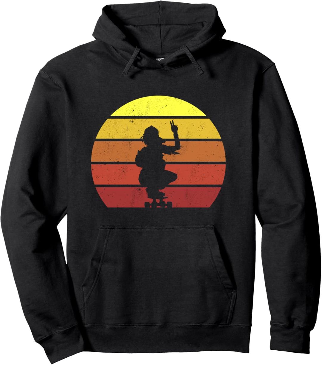 Skater Girl Retro Vintage Skateboard Skateboarding Pullover Hoodie