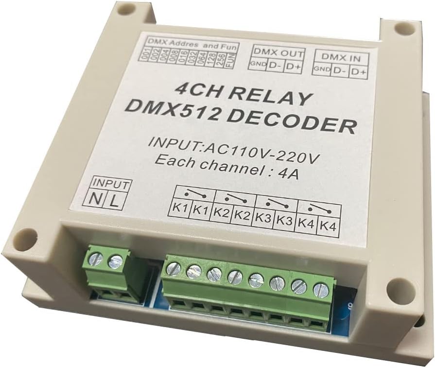 4CH DMX Relay Switch DMX512 Controlled Relay Switch High Voltage Input Relay Switch AC110-220V 4ch-r