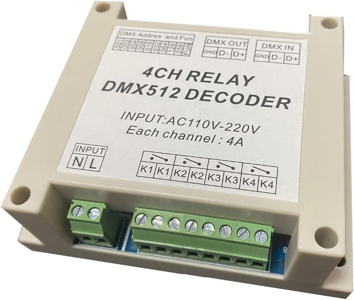4CH DMX Relay Switch DMX512 Controlled Relay Switch High Voltage Input Relay Switch AC110-220V 4ch-r