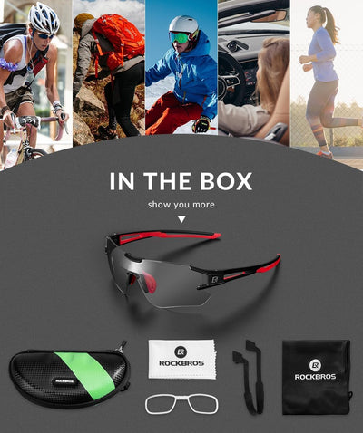 ROCKBROS Fahrradbrille Selbsttönend für Damen Herren, Photochrome Radsportbrille Sonnenbrille mit UV