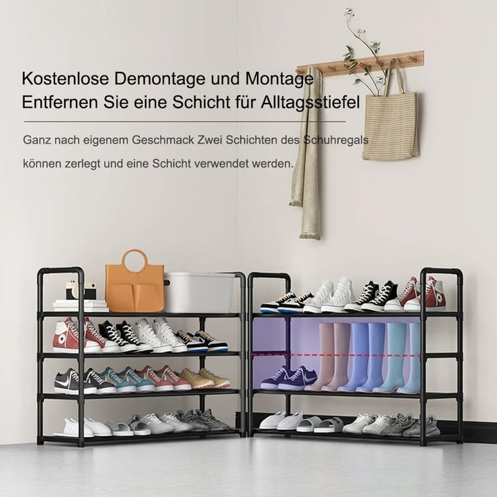 Schuhregal mit 4 Ebenen, Schuhständer aus Metall, Schuhaufbewahrung, Schuh-Organizer für 12 Paar,sta