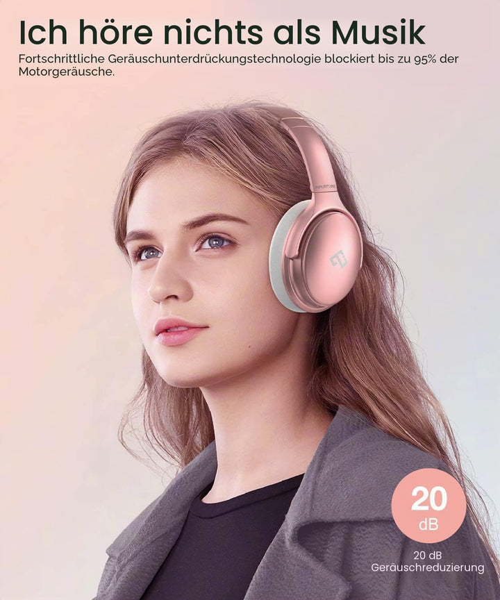 INFURTURE Noise Cancelling Kopfhörer, Roségold, Geräuschunterdrückung-Kopfhörer, Wireless, Bluetooth