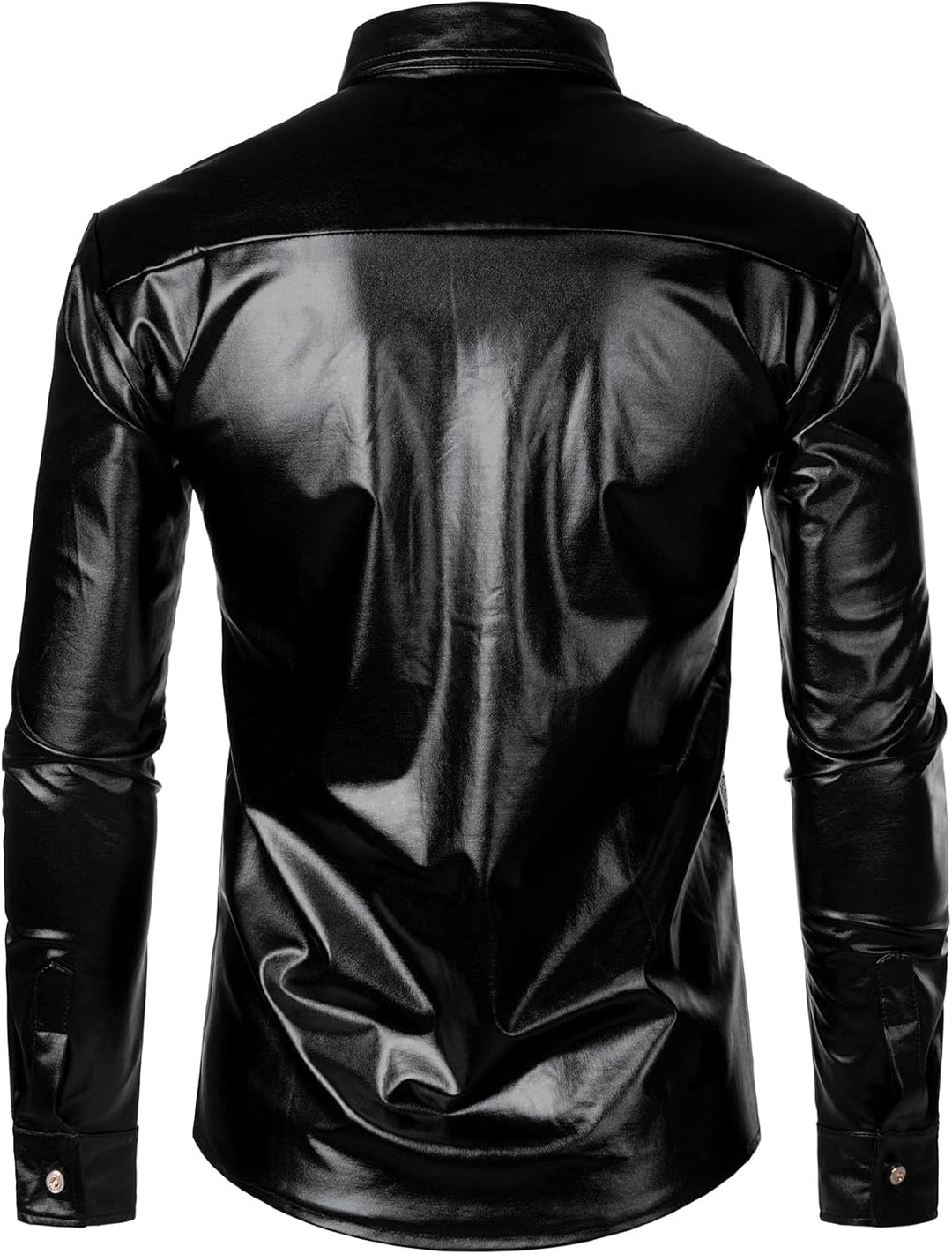 LucMatton Glänzende Metallic-Hemden für Herren, schmale Passform, Knopfleistenshirt, für Club, Rock,
