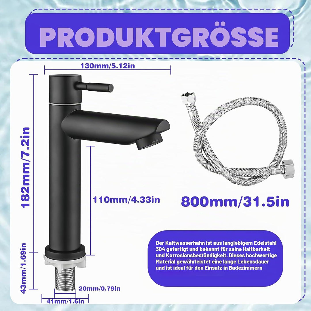 Kaltwasserhahn Schwarz Wasserhahn Bad: Gäste WC Bad Kaltwasserarmatur Nur Kaltwass Einhebelmischer K