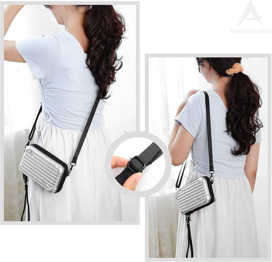 Mini Koffer Umhängetasche, Kleiner Koffertasche Handtasche Innentaschen Kosmetiktasche Hardcase mit