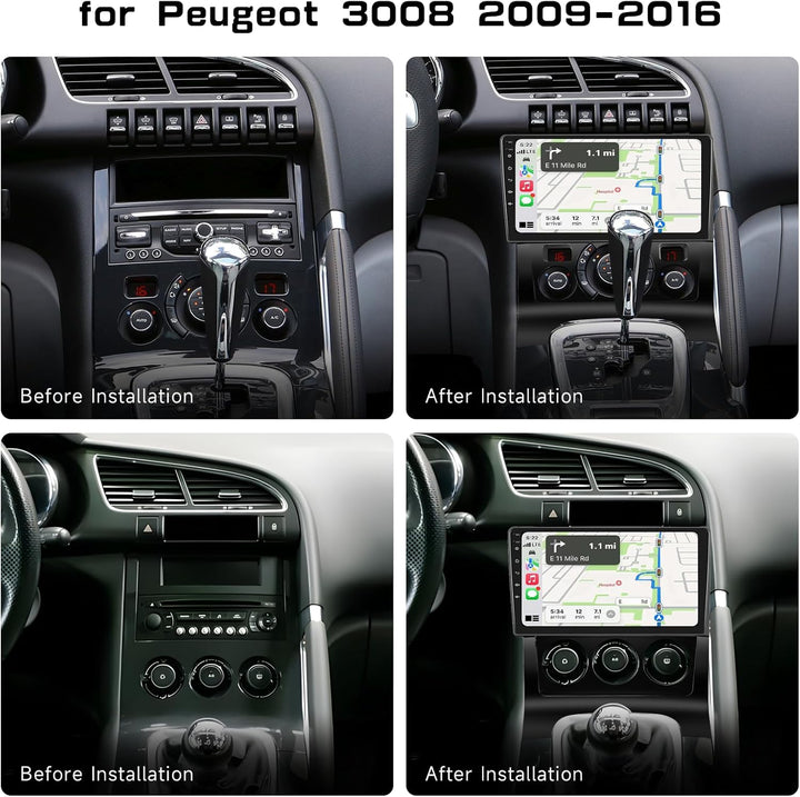 2+64GB Android Autoradio für Peugeot 3008 5008 2009-2016 Wireless Carplay Android Auto, 9'' IPS Touc