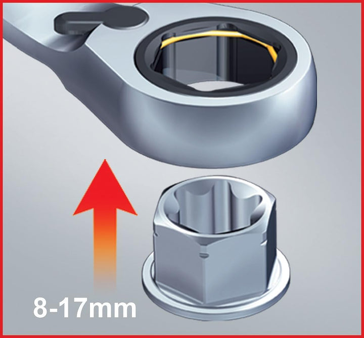 KS Tools 503.4645 GEARplus Doppel-Ratschenringschlüssel-Satz umschaltbar 10-tlg.