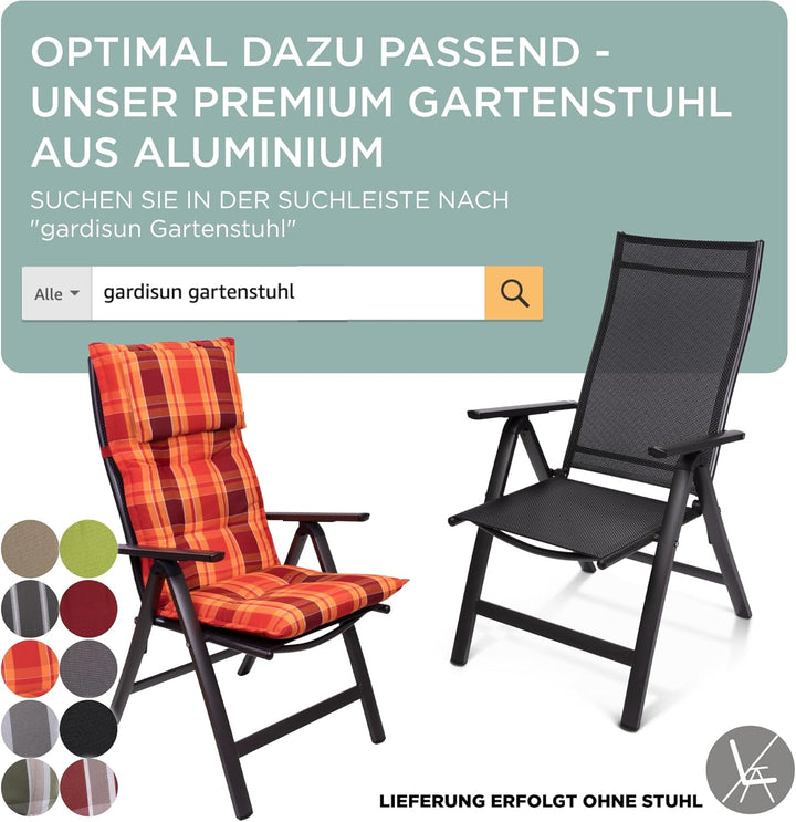 Gartenstuhlauflagen Hochlehner mit Kopfteil I Extra Dicke Sitzauflagen I Made in EU I Polsterauflage